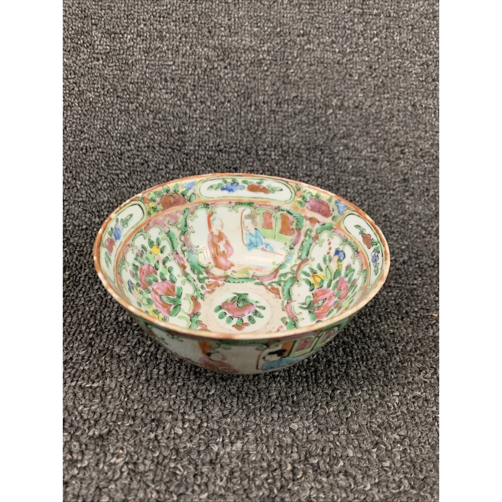 Antique Chinese Famille Rose Medallion Bowl 5”x2.5” Porcelain Hand Painted Bowl